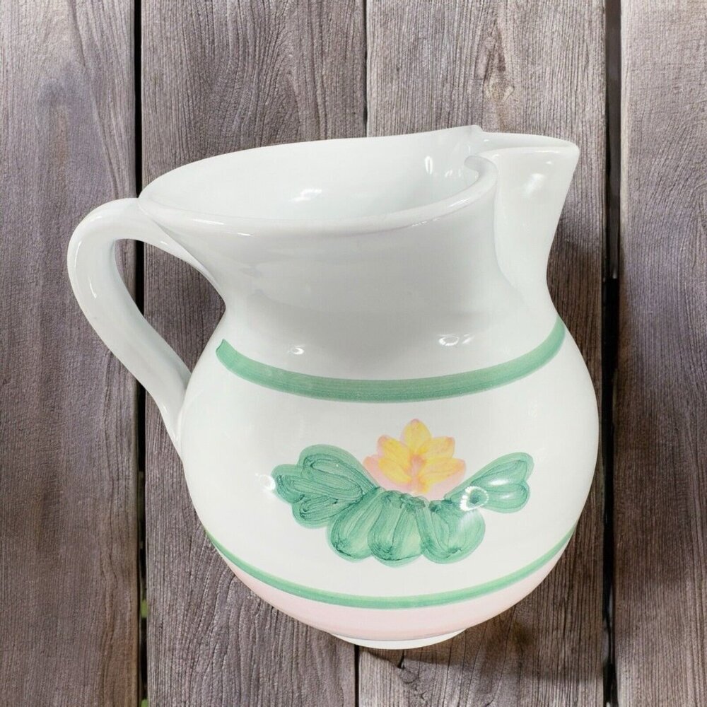 Vintage Caleca Hand Painted Italian Pitcher Carafe Jug Fabio Pattern Italy VTG‎
